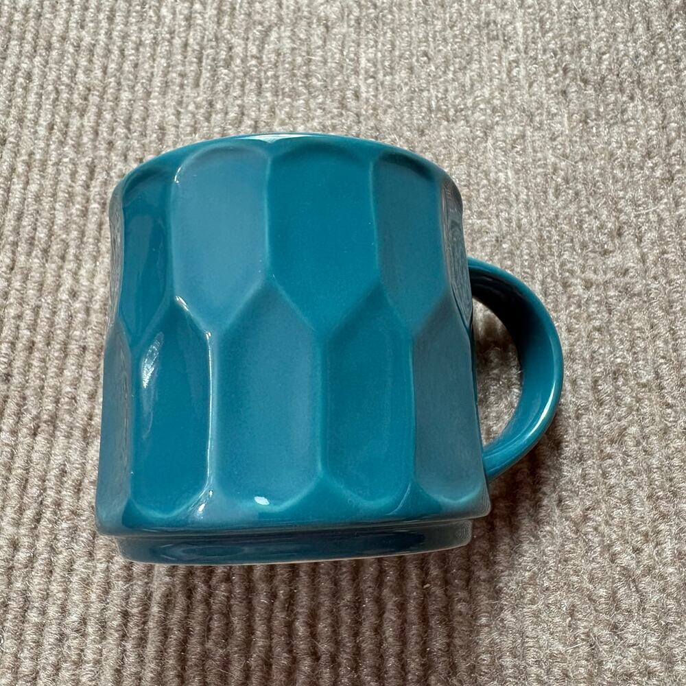 Starbucks Scalloped Honeycomb Teal Green Coffee Mug 2014